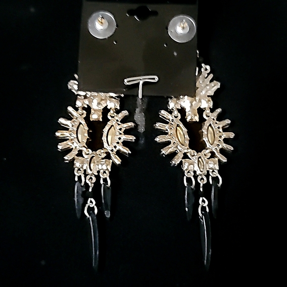 Vintage BETSEY JOHNSON Hollywood Glam Collection Tigers Eyes Chandelier Earrings - Picture 11 of 11